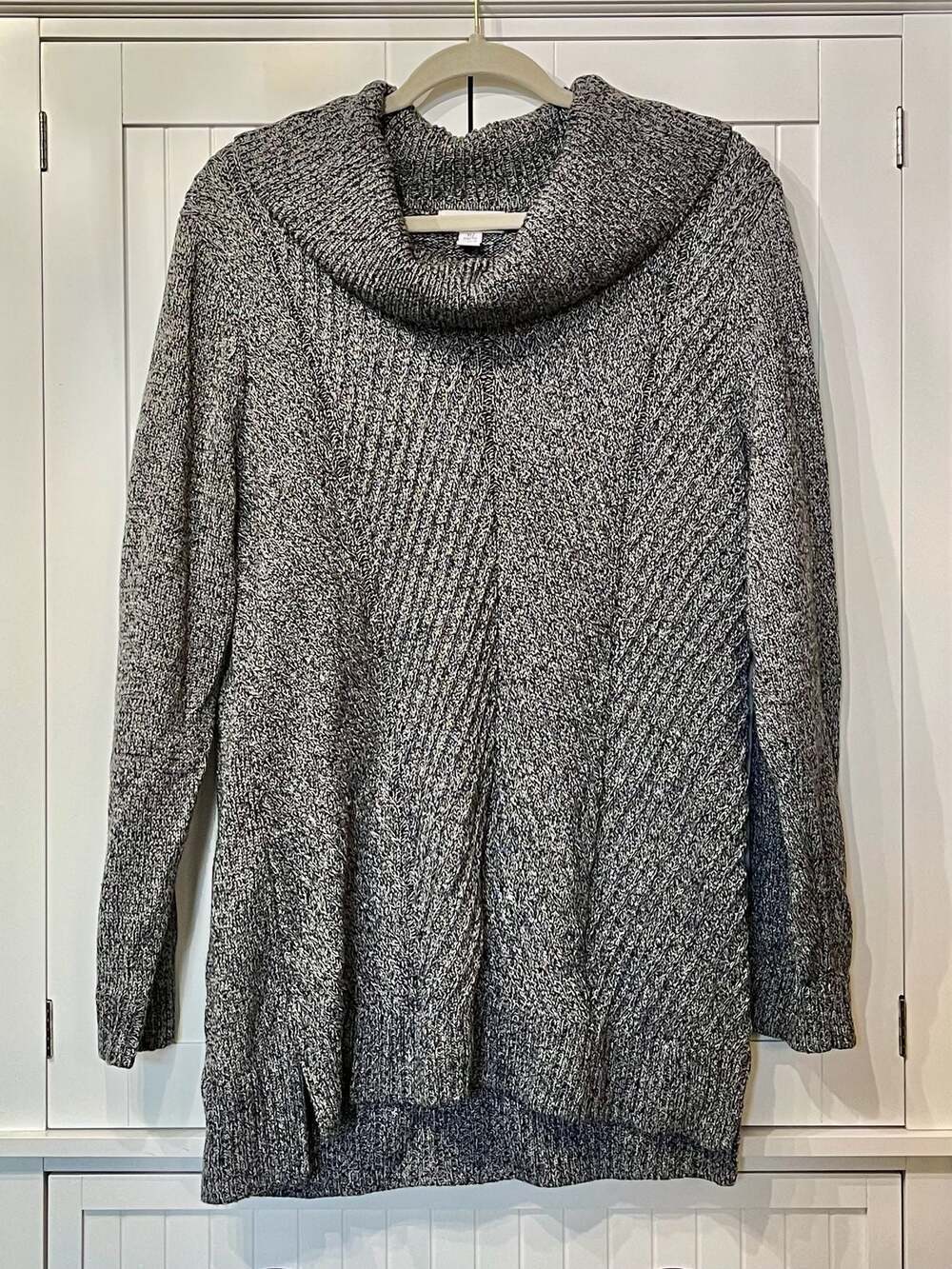 Calvin Klein Women's XL Marled Black & White Cowl Neck Tunic Sweater